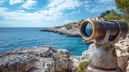 Tourist binoculars in Santa Maria di Leuca symbolizing travel and adventure