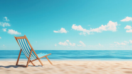 Relaxing beach chair facing tranquil ocean sunny day scenic view