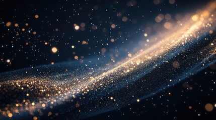 Obraz premium A mesmerizing stream of golden particles, shimmering against a dark background, creating a sense of depth and wonder.