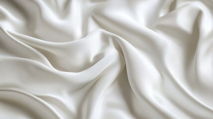 Obraz premium Elegant white satin fabric with gentle folds and soft sheen, ideal for luxurious designs or textile presentations.