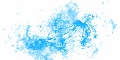 Blue watercolor background for smoke background. Colorful steam exhaled from the vape with a smooth transition of color molecules from turquoise to blue on a white background. Soft blue watercolor.