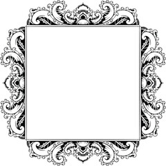 Black White Frame Ornament Luxury Wedding Invitation Vintage Engraved Decoration Ornament