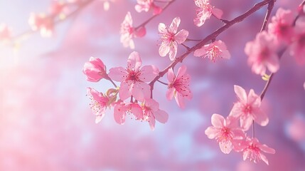 Fototapeta premium Beautiful cherry blossom flower at full blooming in Spring.