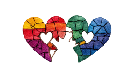 Collection of broken heart wallpapers featuring various artistic designs and colors for digital use isolated on transparent background..