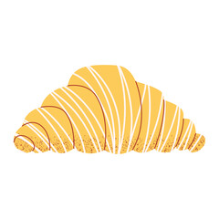 French croissant, vector illustration, flat hand drawn style. Popular baked food, sweet pastry or dessert perfect for breakfast or a snack. For sticker, web design, bakery, cafe, restaurant or bar.