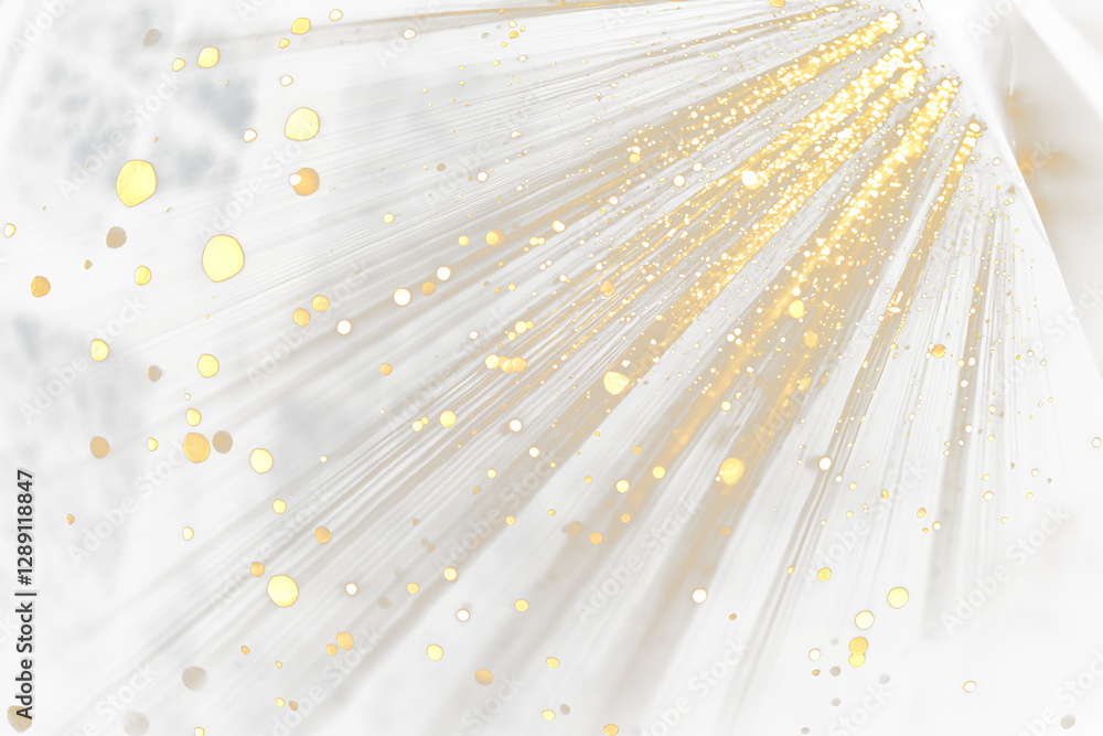 Poster golden light rays and sparks on transparent background.