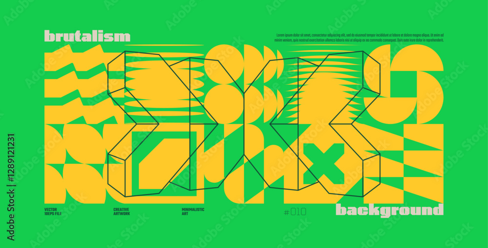 Aufkleber brutalism abstract vector green background with postmodern geometric graphic shapes in y2k aesthetic