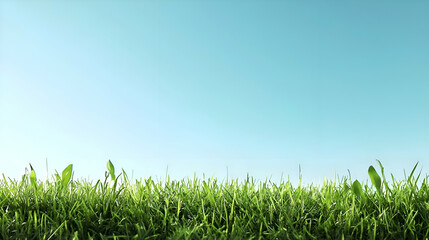 Vibrant Green Grass Against a Clear Blue Sky