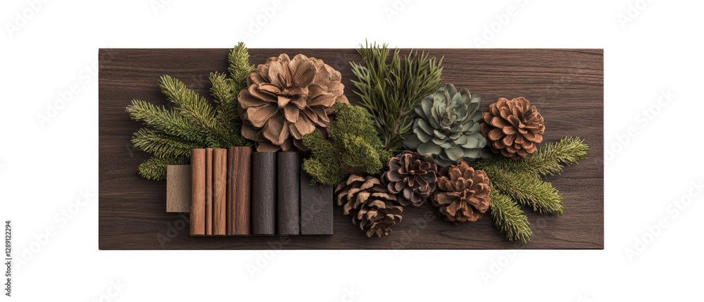 Poster Wooden table with flowers and stacked books creating a cozy and inviting atmosphere for reading isolated on transparent background..
