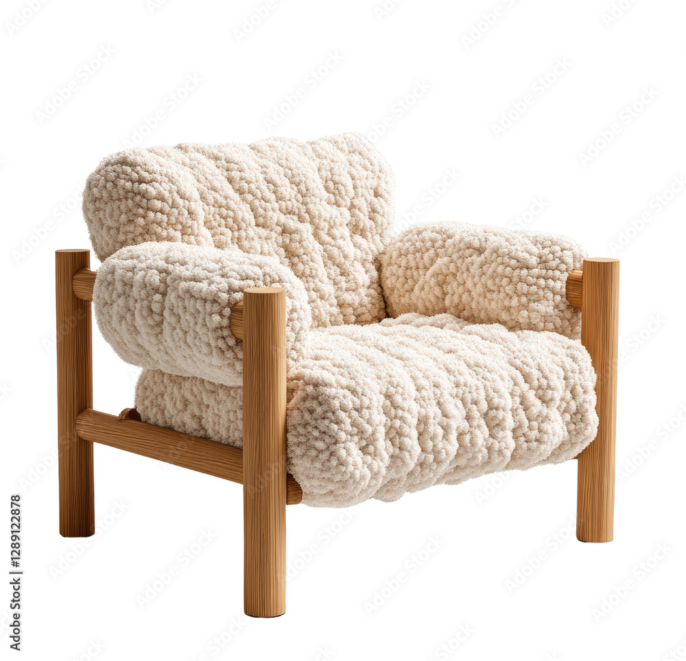 Poster Chair with a cozy blanket draped over it in an indoor setting isolated on transparent background..