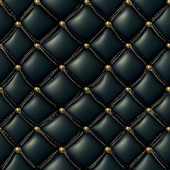 Fototapeta premium Elegant Quilted Textile Design with Sophisticated Navy and Gold Stitching Pattern