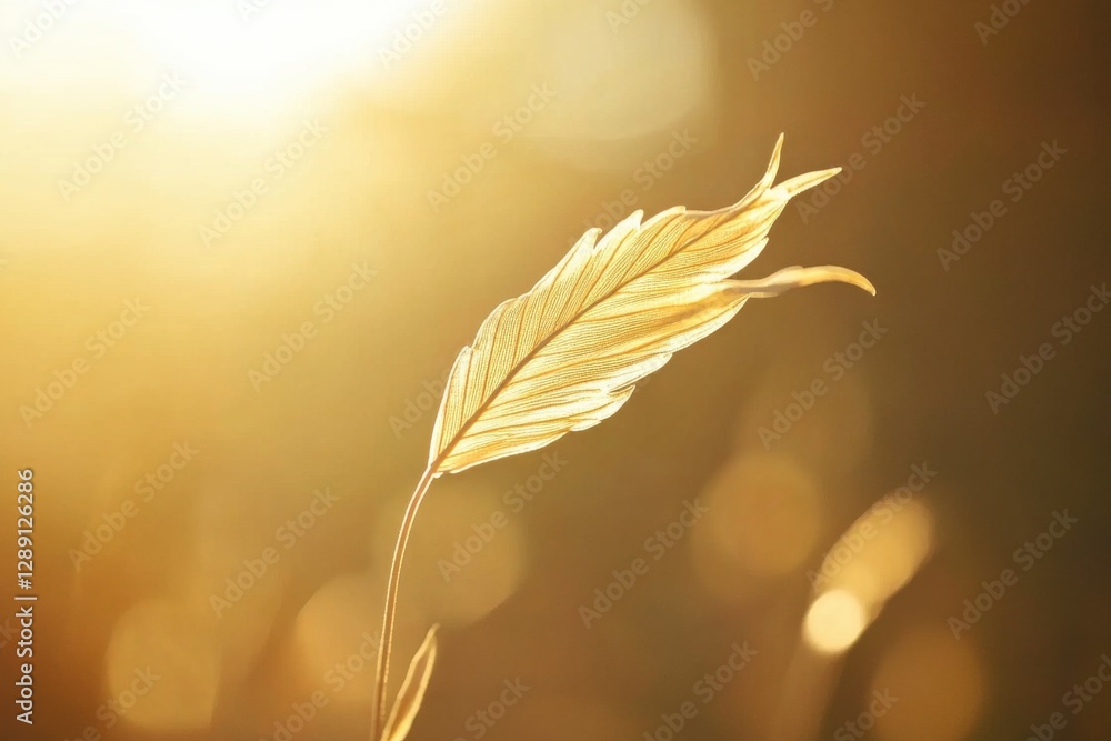 Poster gentle marijuana leaf swaying in the wind at sunset with a blurred background creating a serene and 