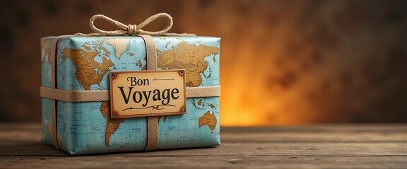 Bon Voyage Gift Box World Map Design for Travelers