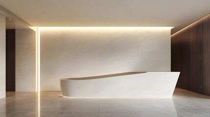 Fototapeta premium Minimalist and Modern Dental Reception Desk in Elegant Commercial Interior