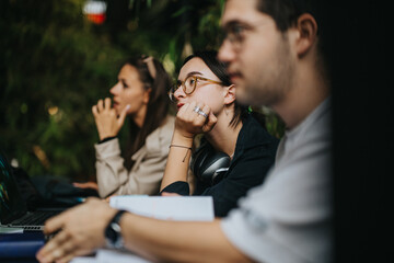 A group of high school friends work together on assignments in a cozy coffee bar. The casual setting fosters creativity and collaboration, enhancing their study experience.