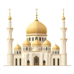 Obraz premium Majestic Golden Domed Mosque Architectural Illustration Islamic Building Design