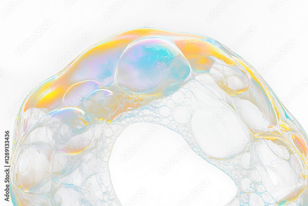 Aufkleber Iridescent soap bubble cluster on Transparent  background.