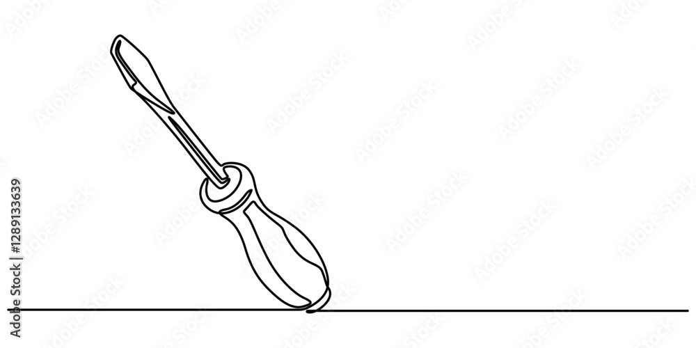 Poster vector continuous one editable line drawing of screwdriver. single line screwdriver icon, single lin