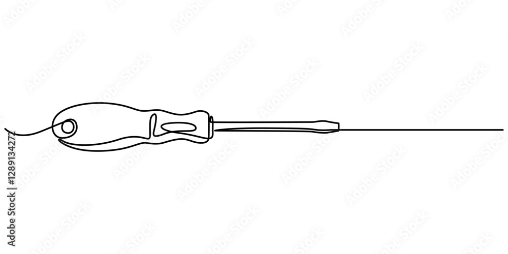 Poster vector continuous one editable line drawing of screwdriver. single line screwdriver icon, single lin