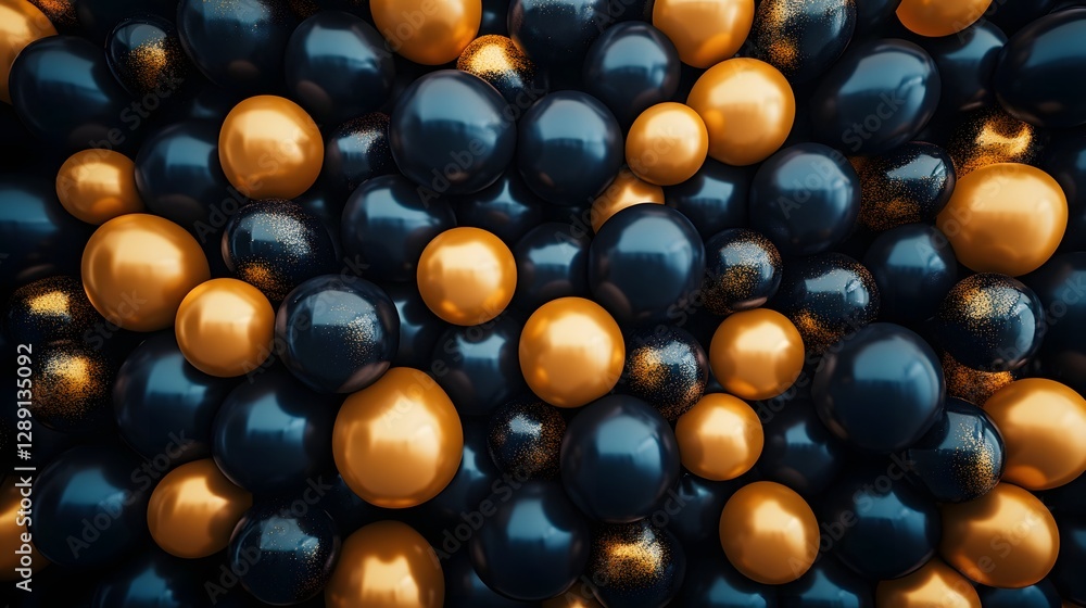 Poster captivating abstract background with an array of shiny metallic spheres arranged in a mesmerizing ge