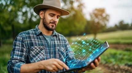 Fototapeta premium Data-Driven Agriculture with AI and Holographic Technology