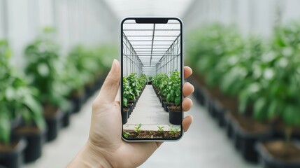 Augmented reality gardening app overlaying plant care instructions in a home garden