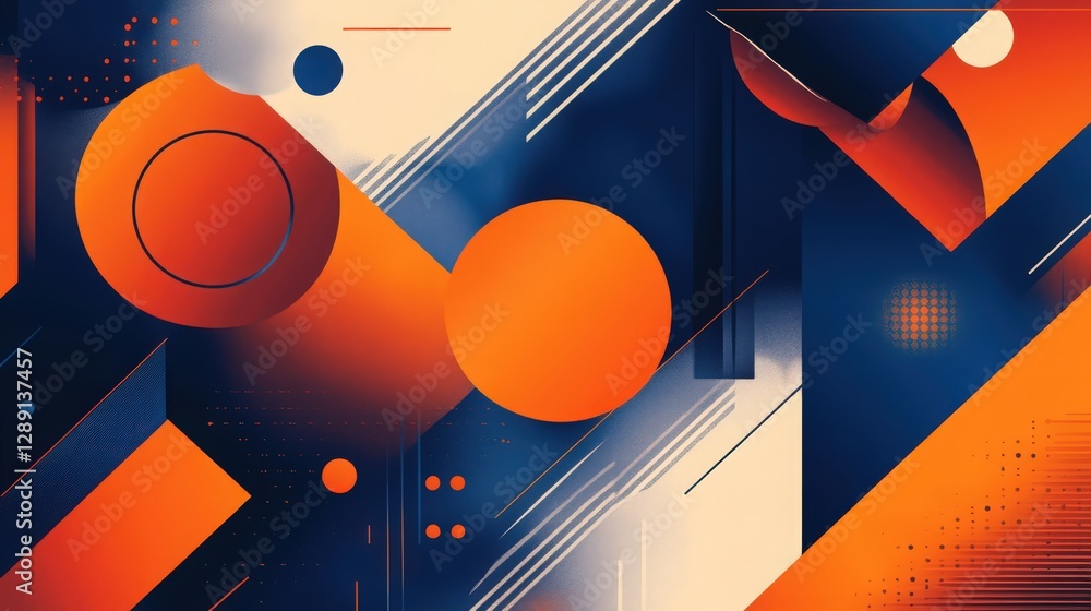 Poster geometric harmony: abstract composition with circles and angular shapes