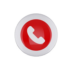 3d red phone icon on round button