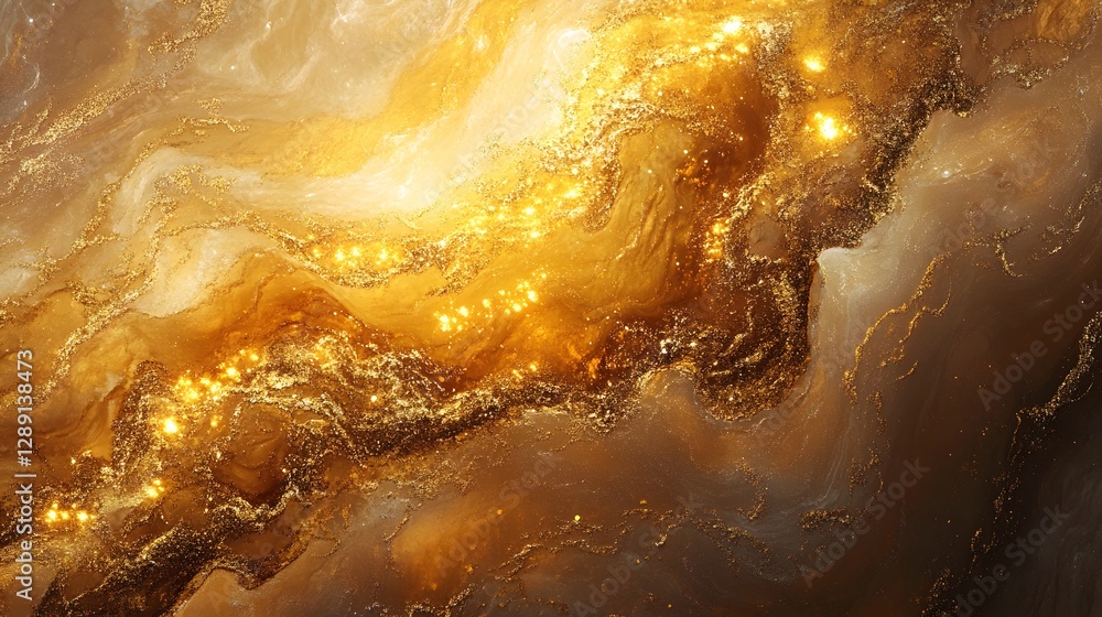 Aufkleber mesmerizing abstract composition showcasing a dynamic interplay of vibrant fluid forms metallic hues