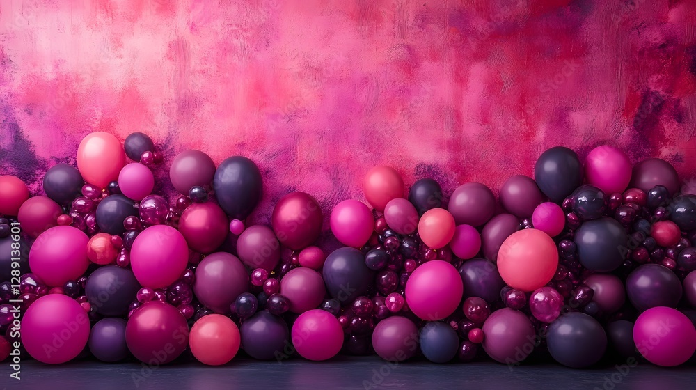 Poster vibrant floating spheres in a colorful backdrop creating a playful and festive atmosphere perfect fo