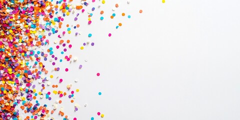 Colorful confetti on white background