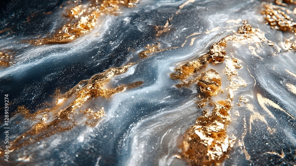 Poster captivating abstract marble texture with shimmering golden swirls and fluid patterns enchanting glit