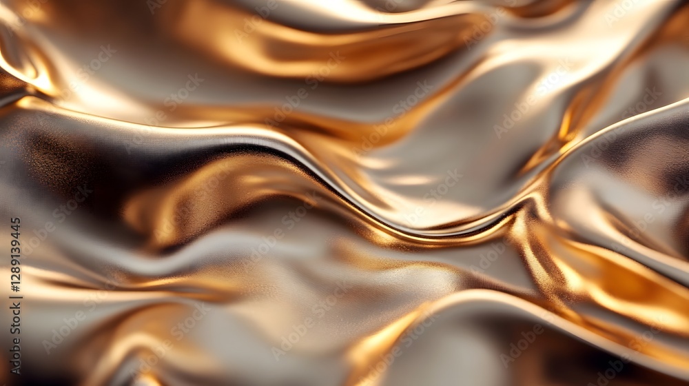 Aufkleber luxurious golden metallic liquid ripple waves abstract textured background for elegant glamorous and
