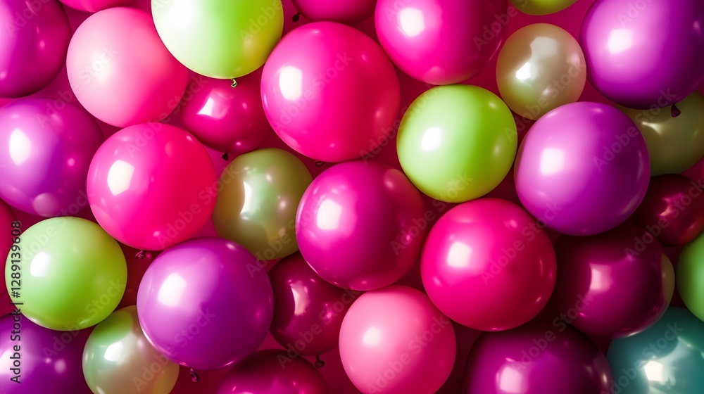 Aufkleber a visually striking arrangement of various sized and colored balloons clustered together in a decora