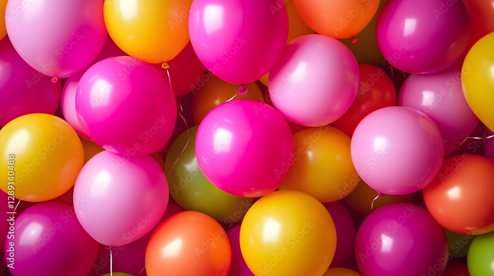 Poster vibrant of colorful balloons floating in the air creating a joyful and festive atmosphere for partie