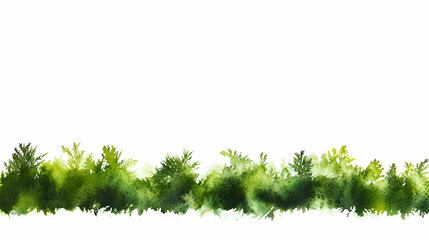 Fototapeta premium Watercolor Green Foliage Border