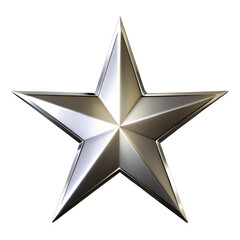 Sleek and silver shiny star isolated on transparent background