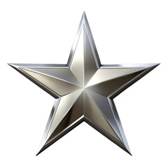 Sleek and silver shiny star isolated on transparent background