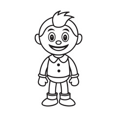 Obraz premium Cute Cartoon Boy Coloring Page vector 