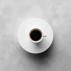 Fototapeta premium Black Coffee in White Cup on Minimalist Grey Background