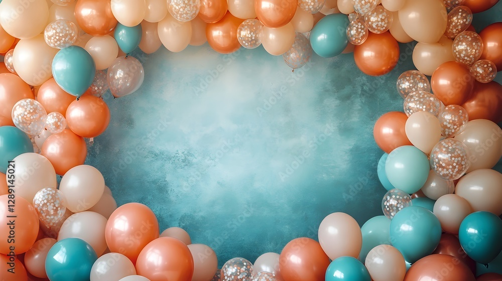 Aufkleber vibrant bouquet of multicolored balloons framing an ethereal soft focus backdrop creating an atmosph