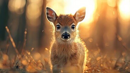 Fawn sunset forest wildlife nature adorable (1)