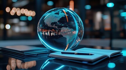 Global business strategy planning, office night