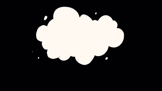 Fight smoke animation on a black screen. Confrontation effect in 4K. White smoke billows with blue lines and yellow stars.