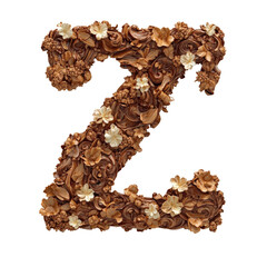 Chocolate number decorated with flowers and leaves on a plain background for celebration or event isolated on transparent background..