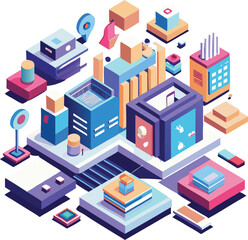 Obraz premium Isometric Vector Illustration – 3D Modern Design for Infographics & Web UI