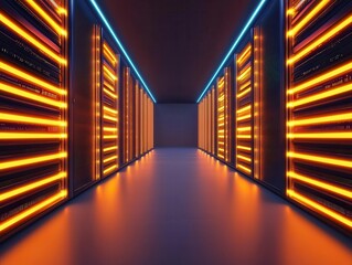 Abstract neonlit government database network, symbolizing secure digital records