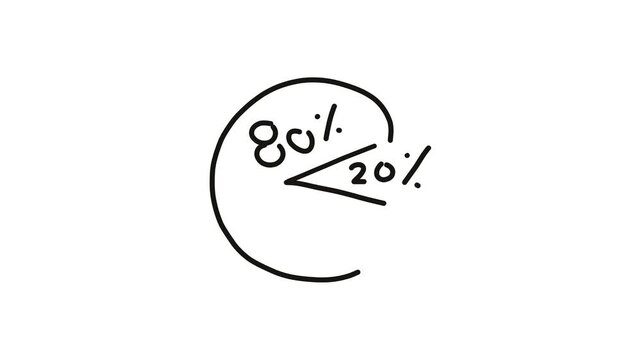 80 20 percent pie chart diagram animation video