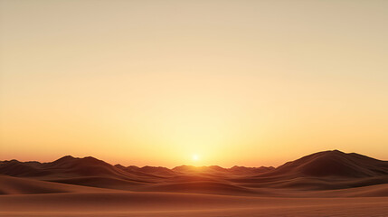 Obraz premium Desert Sunset Landscape with Orange and Yellow Hues