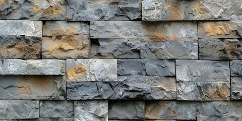 Textured Stone Wall with Gray and Earthy-Toned Rectangular Blocks